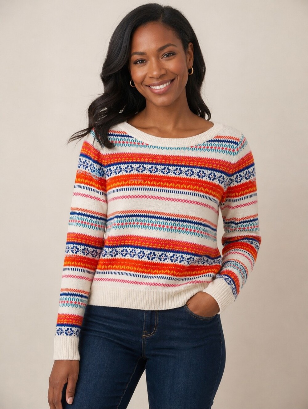 ❤️ NWT! TALBOTS FAIR ISLE PULLOVER LAMBSWOOL BLEND SWEATER, SP (SMALL PETITE)